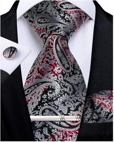 img 4 attached to Men'S Paisley Tie & Pocket Square Set With Silk Handkerchief And Cufflinks - DiBanGu