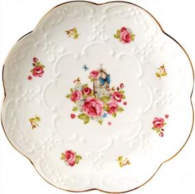 img 4 attached to Pack Of 2 Vintage Rose Fine China Dinner Plate/Fruit Plate/Dessert Plate FDPL04 (6 Inches)