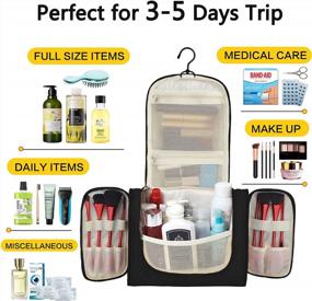 img 3 attached to OMYSTYLE Hanging Toiletry Bag For Women And Men - Hygiene Kit Organizer For Travel With Toiletries, Cosmetics, Makeup, Shampoo And Brushes