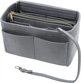 img 4 attached to Newgray M Surblue Purse Organizer Insert - Felt Bag Organizer For Handbags, Tote Shaper Insert With Zippers, Thicken And Portable For Speedy Neverfull!