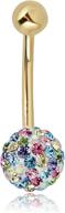 💎 avora 10k yellow gold swarovski elements crystal belly button ring - multi-color ball body jewelry - 014 gauge logo