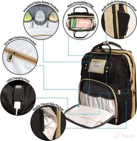 img 3 attached to 🎒 Large Diaper Bag Backpack with Changing Station, Bassinet, USB Charging Port | Waterproof Baby Diaper Bag for Travel - Unisex Design for Moms and Dads (Black)