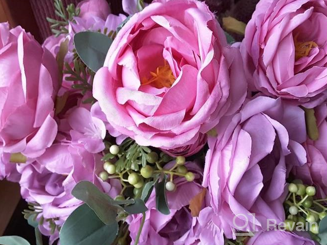 img 1 attached to Silk Peony Artificial Flower Bouquet With Roses - Perfect For Weddings And Home Decor, Pack Of 2 review by Michael Miles