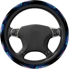 img 3 attached to 🦋 Swono Universal 15" Steering Wheel Covers - Abstract Blue Butterfly and Pink Flower Design - Cute Car Steering Wheel Cover for Men, Women, Girls - Car Accessories