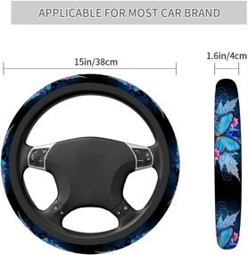 img 2 attached to 🦋 Swono Universal 15" Steering Wheel Covers - Abstract Blue Butterfly and Pink Flower Design - Cute Car Steering Wheel Cover for Men, Women, Girls - Car Accessories
