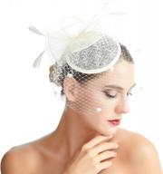 polka dot net pillbox hat with feather flower fascinator and hair clip - perfect for cocktails and special occasions logo