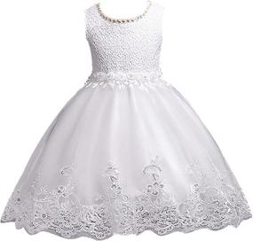 img 4 attached to 🌸 DreamHigh Flower Embroidered Evening Dresses with Floral Embellishments for Girls' Clothing