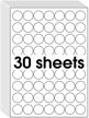 maxgear 1" round sticker labels - 30 sheets of 1890 matte white printable labels with strong adhesive and quick-drying ink, compatible with inkjet and laser printers - template 6450 logo