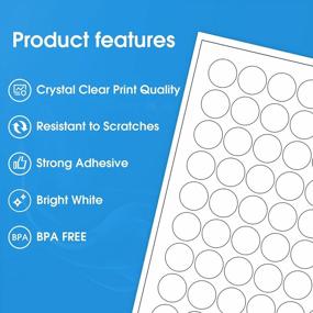 img 3 attached to MaxGear 1" Round Sticker Labels - 30 Sheets Of 1890 Matte White Printable Labels With Strong Adhesive And Quick-Drying Ink, Compatible With Inkjet And Laser Printers - Template 6450