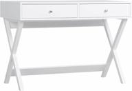 modern white computer desk with two drawers, homcom writing table x-shaped leg for home office, bedroom vanity makeup logo