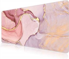 img 4 attached to Улучшите свои игровые возможности с большим ковриком для мыши XXL от Oriday в розовом и фиолетовом цвете — нескользящее основание, водонепроницаемость и прочные края