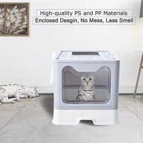 img 2 attached to 🐾 PINVNBY Large Foldable Cat Litter Box with Drawer: Convenient Enclosed Potty Tray with Lid, Anti-Splashing Design, Easy Clean, No Smell - Gray/Blue/Pink