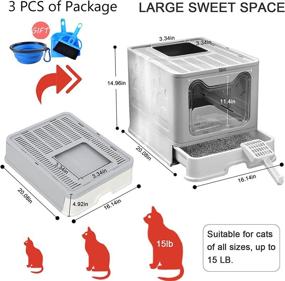 img 3 attached to 🐾 PINVNBY Large Foldable Cat Litter Box with Drawer: Convenient Enclosed Potty Tray with Lid, Anti-Splashing Design, Easy Clean, No Smell - Gray/Blue/Pink