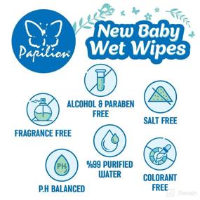 img 2 attached to 🧻 Papilion® Quilted Baby Wet Wipes: Fragrance Free, HypoAllergenic, 64 Sheets (8-Pack)