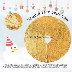 img 3 attached to Gold Sequin Christmas Tree Skirt - 48 Inch Round Sparkly Fabric For Festive Holiday Decorations