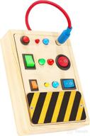 🧸 sensory toddler busy board: montessori wooden toys with led buttons, pluggable wires - perfect for travel & gifting to ages 1-4 logo