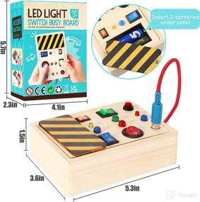 img 1 attached to 🧸 Sensory Toddler Busy Board: Montessori Wooden Toys with LED Buttons, Pluggable Wires - Perfect for Travel & Gifting to Ages 1-4