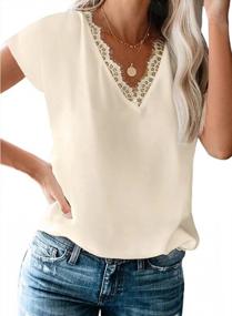 img 4 attached to Womens Lace V-Neck Tunic Top: Soft Flowy Tee Shirt With Short Sleeves And Blouse-Like Style For Summer. Available In S-XXL Sizes By BLENCOT.
