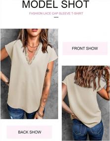 img 2 attached to Womens Lace V-Neck Tunic Top: Soft Flowy Tee Shirt With Short Sleeves And Blouse-Like Style For Summer. Available In S-XXL Sizes By BLENCOT.