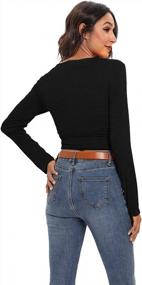 img 3 attached to Famulily Women'S Sexy Deep V Neck Bandage Surplice Wrap Crop Top Blouse