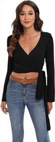 img 1 attached to Famulily Women'S Sexy Deep V Neck Bandage Surplice Wrap Crop Top Blouse