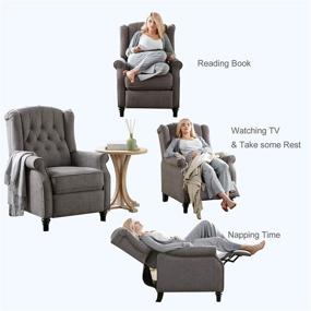 img 1 attached to Grey Tufted Recliner Chair With Padded Seat, Backrest, Nailhead Trim - YANXUAN
