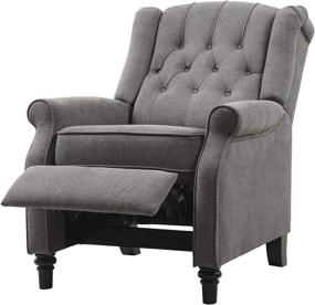img 2 attached to Grey Tufted Recliner Chair With Padded Seat, Backrest, Nailhead Trim - YANXUAN