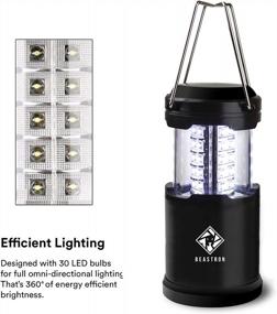 img 2 attached to Collapsible Portable LED Camping Lantern Flashlights With AA Batteries - Survival Kit For Emergency Light, Hurricane Power Outage, Storm, And Outdoor Activities (Black, Pack Of 4)