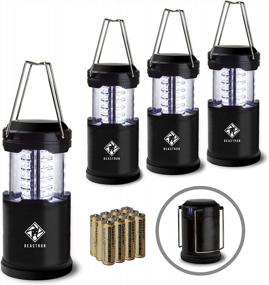 img 4 attached to Collapsible Portable LED Camping Lantern Flashlights With AA Batteries - Survival Kit For Emergency Light, Hurricane Power Outage, Storm, And Outdoor Activities (Black, Pack Of 4)