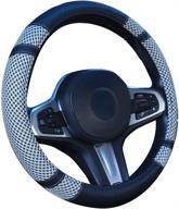 builllin microfiber leather viscose steering wheel cover - breathable, anti-slip, odorless, warm in winter, cool in summer - universal fit 15 inch (gray) логотип