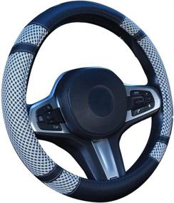 img 4 attached to BuilLLin Microfiber Leather Viscose Steering Wheel Cover - Breathable, Anti-Slip, Odorless, Warm in Winter, Cool in Summer - Universal Fit 15 Inch (Gray)