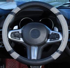 img 2 attached to BuilLLin Microfiber Leather Viscose Steering Wheel Cover - Breathable, Anti-Slip, Odorless, Warm in Winter, Cool in Summer - Universal Fit 15 Inch (Gray)