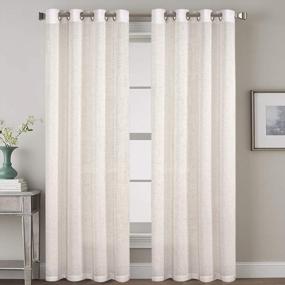 img 4 attached to Elegantly Light Filtering Privacy Linen Curtains - H.VERSAILTEX Grommet Style - 2 Panels Totaling 104 Inch Width - Perfect For Bedroom - 52" W X 96" L - Natural Shade