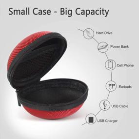 img 3 attached to 2 Pack GLCON EVA Carrying Case For Small Earbuds, Airpods, Headset, Charger, Charging Cord, USB Flash Drive - Lightweight And Shockproof Storage Bag With Mesh Pocket And Coin Pouch - Red
