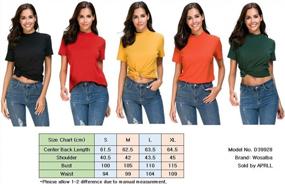 img 2 attached to Comfortable And Stylish: Women'S Short Sleeve Mock Neck Ribbed Tee Shirt Tops