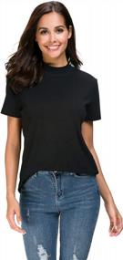 img 1 attached to Comfortable And Stylish: Women'S Short Sleeve Mock Neck Ribbed Tee Shirt Tops