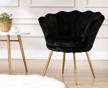 faux fur accent vanity chair armchair, upholstered lotus desk chair with gold plating legs for living room/bedroom/apartment - guyou comfy (black) logo