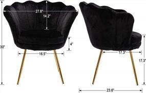 img 3 attached to Кресло-стул с акцентом из искусственного меха, мягкое настольное кресло-лотос с позолоченными ножками для гостиной / спальни / квартиры - Guyou Comfy (черный)