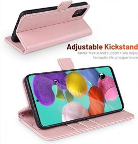 img 2 attached to OCASE Compatible With Samsung Galaxy A51 4G Case With Card Holders, PU Leather Flip Wallet Case [TPU Inner Case][Stand][Tempered Glass Screen Protector] Protective Phone Cover 6.5 Inch(Pink)