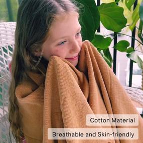img 3 attached to Cozy Up With ZonLi'S Orange Cotton Throw Blanket: Perfect For Summer Days On The Couch Or In Bed!