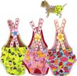 washable dog diapers for female pets - set of 3 with suspenders - stay on design - ideal for small breeds - waist size 10-12 inches (green, pink, and blue) logo