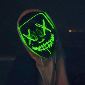 img 2 attached to Светодиодная страшная очищающая маска для Хэллоуина, косплея, маскарадных вечеринок и подарков - Костюм на Хэллоуин AnNido для мужчин, женщин и детей