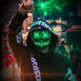 img 4 attached to Светодиодная страшная очищающая маска для Хэллоуина, косплея, маскарадных вечеринок и подарков - Костюм на Хэллоуин AnNido для мужчин, женщин и детей