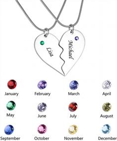 img 3 attached to Customizable Heart Puzzle Necklace Set With Birthstones And Personalized Names | Valyria Stainless Steel Jewelry Pieces