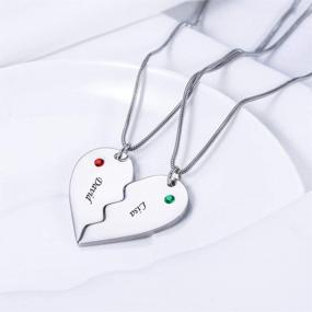 img 1 attached to Customizable Heart Puzzle Necklace Set With Birthstones And Personalized Names | Valyria Stainless Steel Jewelry Pieces
