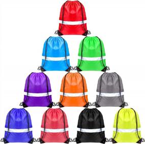 img 4 attached to Reflective Drawstring Backpacks In Bulk For Kids, Women, And Men - Perfect Cinch Bags With Extra Strings