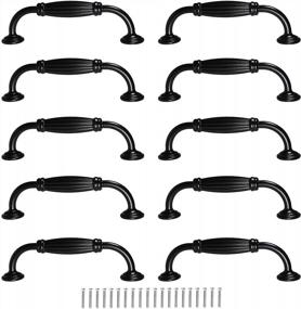 img 2 attached to 3-3/4 Inch Hole Centers Heavy Duty Black Metal Cabinet Door Drawer Pull Handles (10 Pack) For Kitchen Cabinets, Dressers, Cupboards.