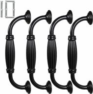 3-3/4 inch hole centers heavy duty black metal cabinet door drawer pull handles (10 pack) for kitchen cabinets, dressers, cupboards. logo