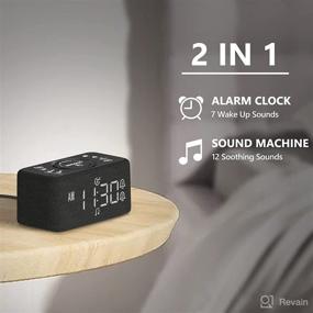 img 3 attached to REACHER Alarm Clock: Dual Alarm with White Noise Machine, 7 Wake Up Sounds, 12 Soothing Sleep Sounds, Auto-Off Timer, Dimmable, Battery Backup - Ideal for Adults, Bedrooms