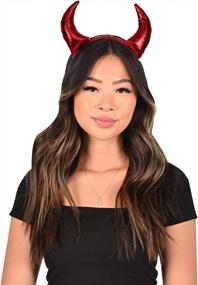 img 3 attached to Red Devil Horns Headband Halloween Costume Accessories Bachelorette Party Supplies By Beistle Fabric